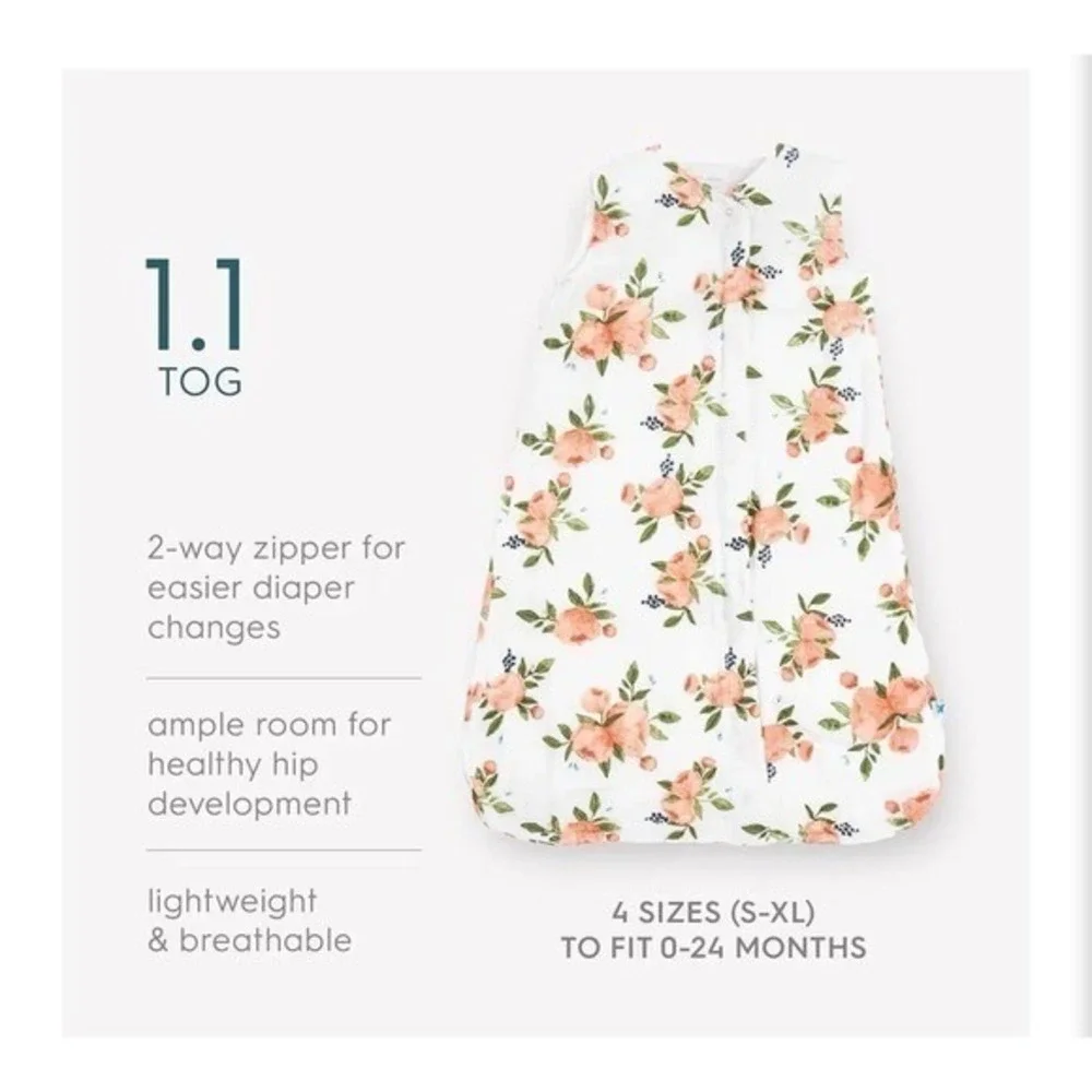 New little unicorn muslin sleep sack roses floral size medium 6-12 months